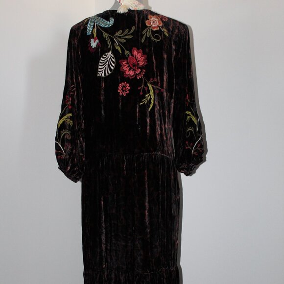 NWT Johnny Was Workshop JWLA Biya Embroidered Velvet Isabella Tiered Dress - Picture 7 of 10
